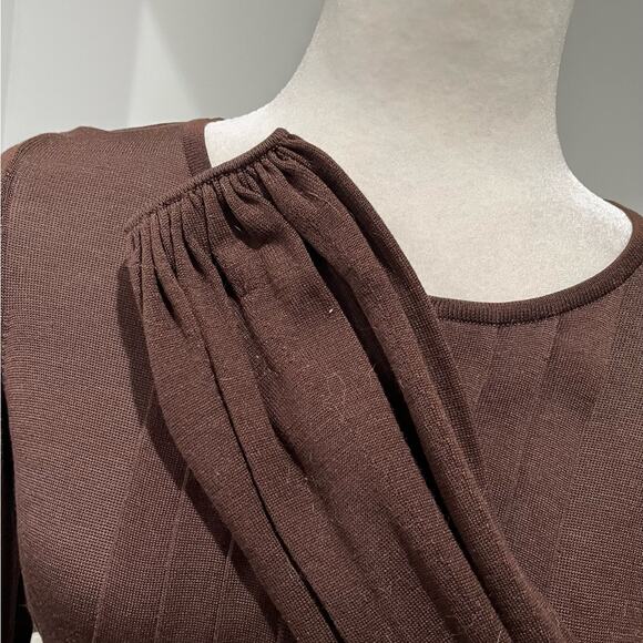 NEW Dana Buchman Silk Pleated Button Belted Tie Waist Bell Sleeve Sweater P NWOT - Picture 13 of 15